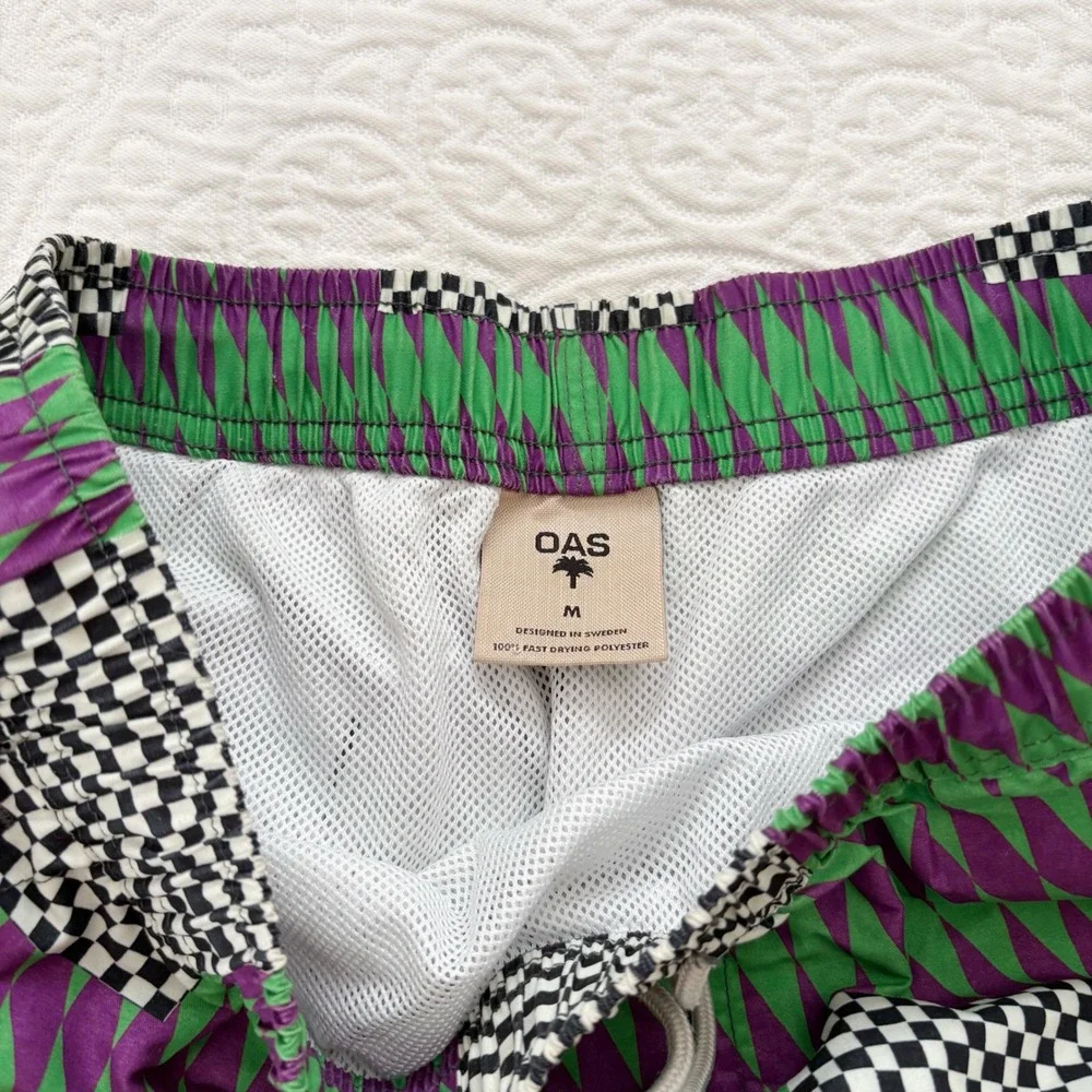 OAS Men's Orchid Chess Trunk Swim Shorts Sz M